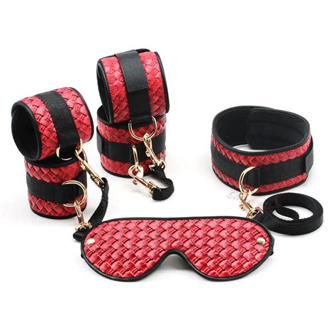Buy Smspade Red Fetish 4 Pieceslot Pu Bondage Restraints Kit Wristcuffs
