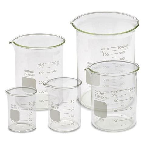 This 5 Piece Borosilicate Glass Beaker Set Contains Sizes 50ml 100ml 250ml 500ml And 1000ml