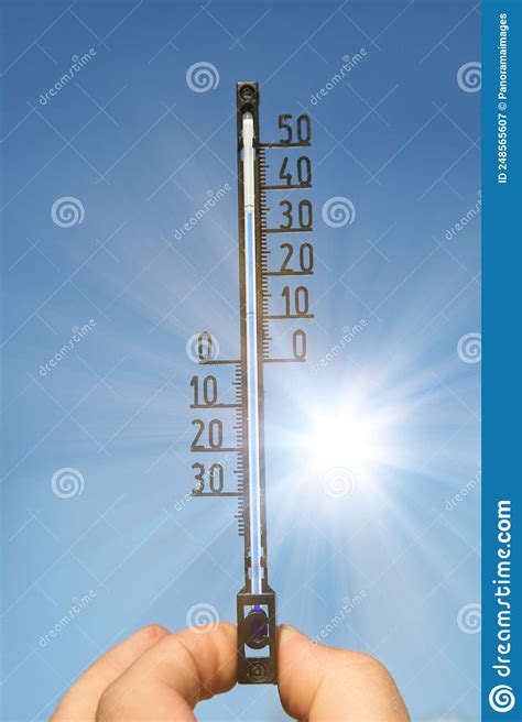 Thermometer With Celsius Scale Showing Extreme High Temperature Stock Image Image Of