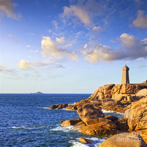 Ploumanach Lighthouse Pink Granite Coast Brittany France Photograph By