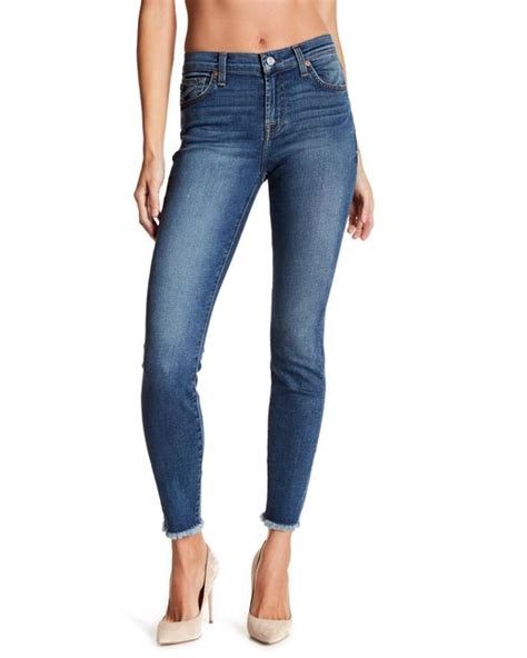 7 For All Mankind Gwenevere Raw Hem Ankle Jeans In Blue Lyst