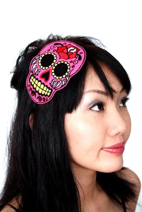 Sugar Skull Headband Dia De Los Muertos In Hot Pink By Janinebasil