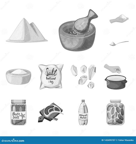 Vector Illustration Of Salt And Food Symbol Collection Of Salt And
