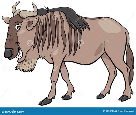 Gnu Antelope Or Blue Wildebeest Cartoon Animal Character Stock Vector
