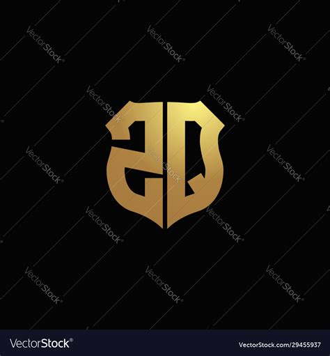 Zq Logo Monogram With Gold Colors And Shield Vector Image