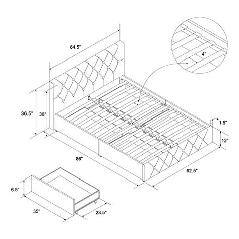 40 pounds ideal for small space living. DHP Dakota Upholstered Platform Bed with Storage Drawers ...