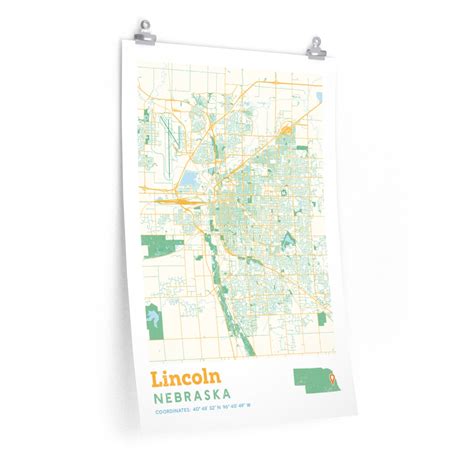 Lincoln Nebraska City Street Map Poster Poster Art Design