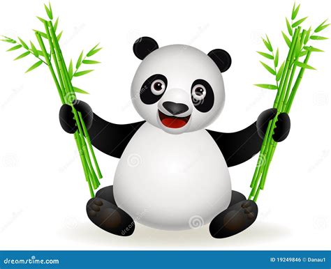 Dessin Animé Mignon De Panda Avec Le Bambou Illustration De Vecteur
