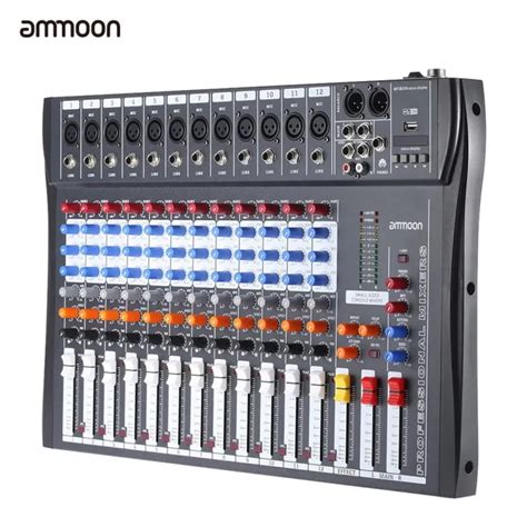 Ammoon 120s Usb 12 ช่อง Mic Line Audio Mixer Mixing Console Usb Xlr