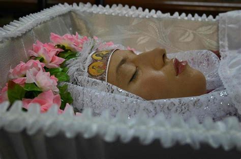Russian Woman In Her Open Casket During Her Funeral Casket Post