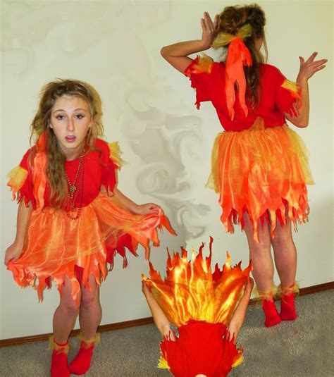 Modified Red Socks Homemade Fire Hairpiece Modified Red T Shirt Homemade Fire Skirt I Am