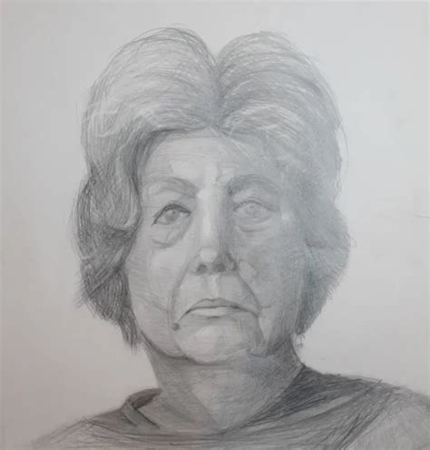 Vintage Pencil Drawing Old Female Portrait Realism 5360 Picclick