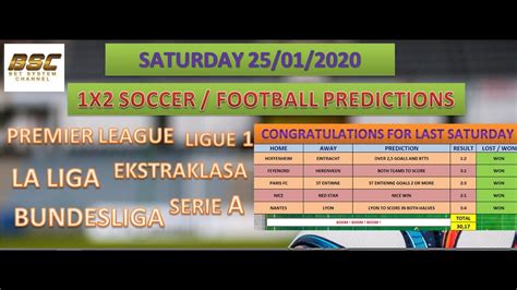 Football predictions and tips for today. SATURDAY 1X2 PREDICTIONS - SOCCER TIPS - FOOTBALL BETTING ...