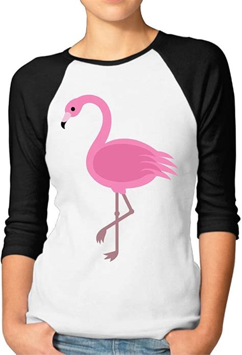 Fashion Womens Pink Flamingos Tees Black Size L Clothing