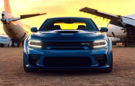 Wallpaper Dodge, Blue, Front, Charger, Tuning, Muscle car, Hellcat
