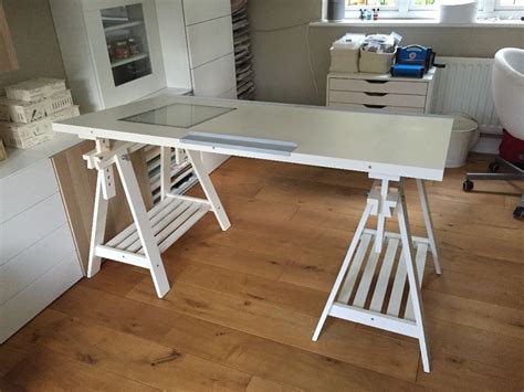 Adjustable standing desk ikea brand. IKEA adjustable Desk with Lightbox and Trestles | in Epsom ...