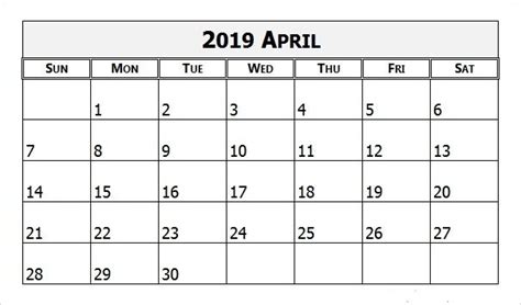 April Calendar 2019 Printable Template With Notes And To Do List