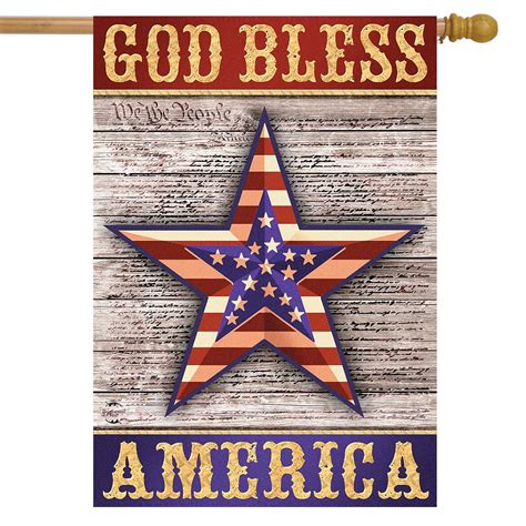 God Bless America Star Patriotic House Flag Rustic Fourth Of July 28 X