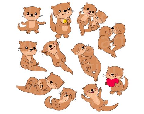 20 Cute Otter Clipart Kawaii Clipart Otter Planner Planner Clipart