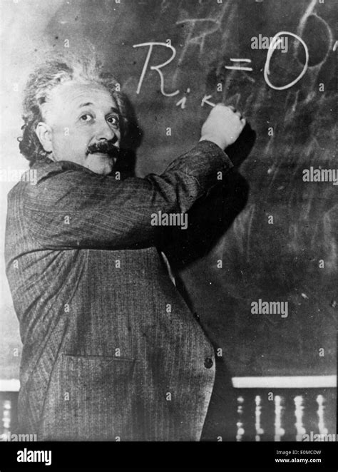 Professor Albert Einstein At The Chalkboard Stock Photo Alamy