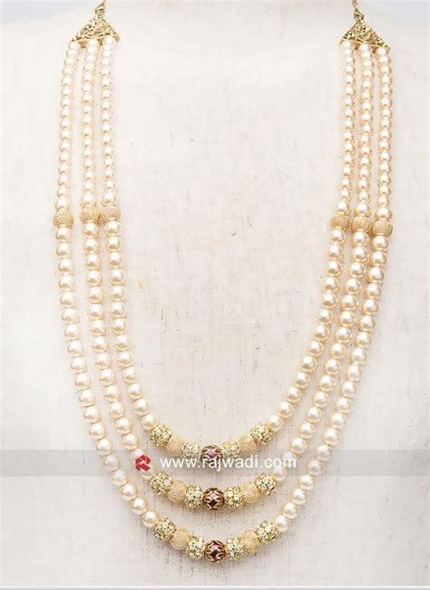 Three Line Pearl Mala Pearl Mala Black Beaded Jewelry Pearls