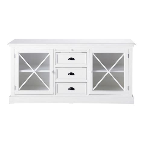 En attendant de pouvoir le parcourir, nous vous faisons découvrir les premières images de cette nouvelle édition tournée vers la durabilité. Buffet vitré en pin blanc mat L 163 cm Newport | Maisons ...