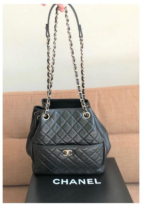 Chanel Black Drawstring Bucket Bag Leather Ref140951 Joli Closet