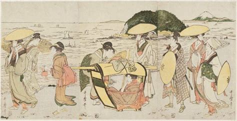 Kitagawa Utamaro Travelers At Enoshima Museum Of Fine Arts 歌麿 絵画 浮世絵