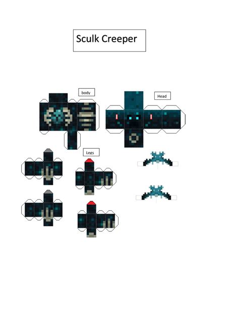 Pixel Papercraft Sculk Creeper