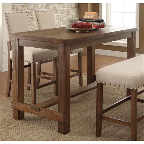 Furniture Of America Tays Rustic Brown 60 In Solid Wood Counter Table