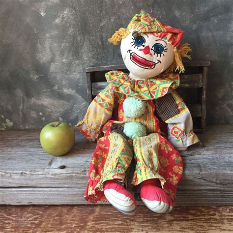 Vintage Clown Doll Clown Rag Doll Circus Character Doll Etsy Canada Vintage Clown Circus