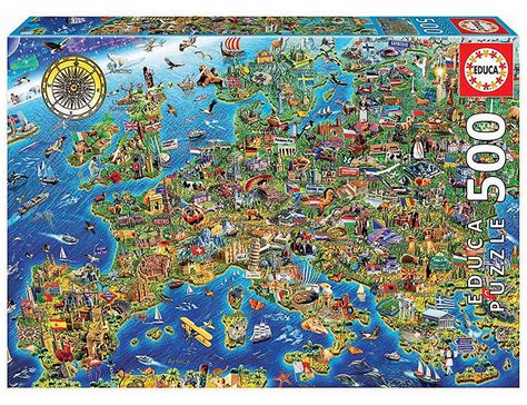 Diese schöne aktuelle europakarte liefern wir ihnen ganz neu als digitale datei! Educa Puzzle Europa Karte 500Teile | Puzzle 500 Teile