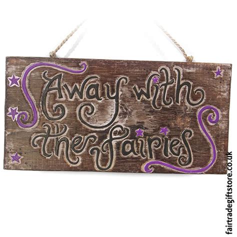 Wooden Wall Plaque Away With The Fairies Fair Trade Wall Plaque