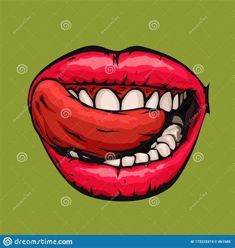 Female Open Mouth With Tongue Stock Vector Illustration Of Smile