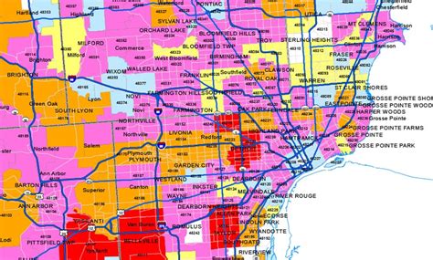 Southeast Michigan Zip Code Map Map