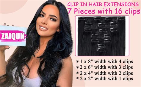 Zaiqun Clip In Hair Extensions 7pcs 16 Clips 24 Inch Wavy Curly