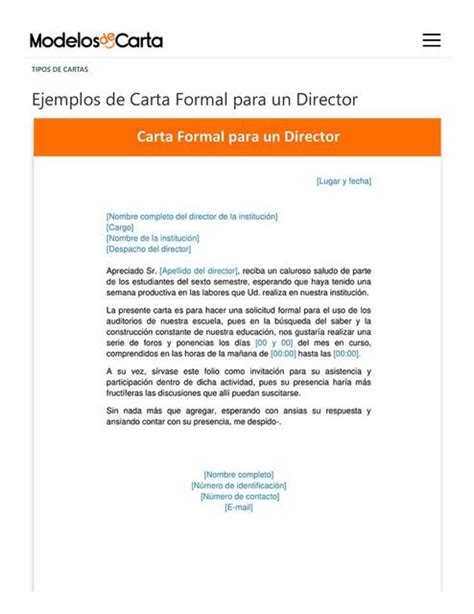 Ejemplos De Carta Formal Para Un Director Cartasymodelos22 Udocz