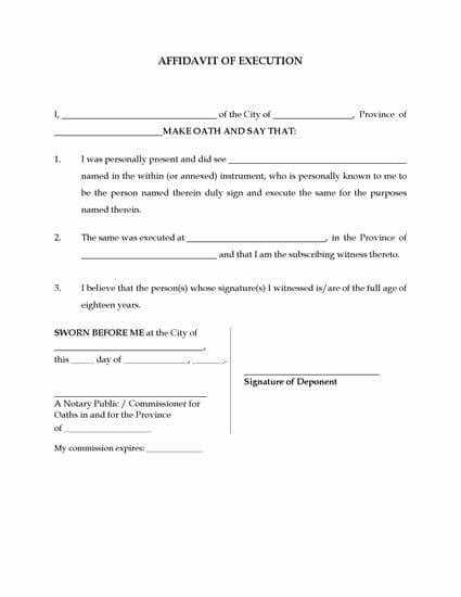 Our consular officers can certify true copies of original canadian documents such as birth, marriage and death certificates. Canada Affidavit of Execution form | Legal Forms and ...