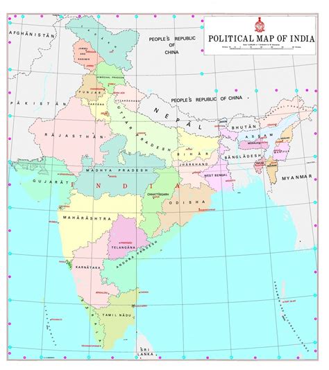 India New Political Map Map Voordorpopeigenkracht