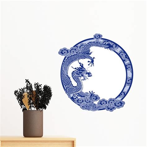 Chinese Culture Blue Dragon Removable Wall Sticker Art Decals Mural Diy