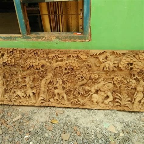Jual Hiasan Dinding Relief Jati 3 Dimensi Ramayana Ukiran Jepara Kab