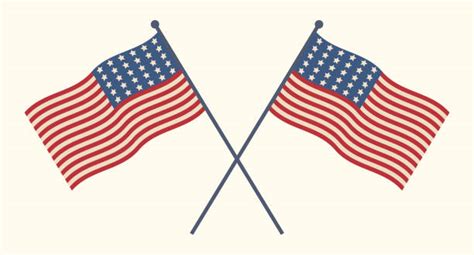 Crossed American Flags Illustrations Royalty Free Vector Graphics