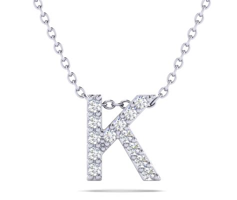 K White Gold Diamond Letter K Necklace