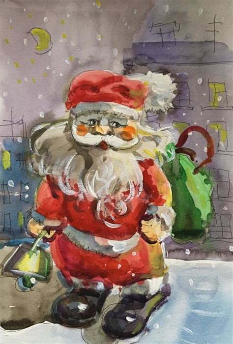 Painting Santa Watercolor Painting By Dairin Kalash Painting Santa