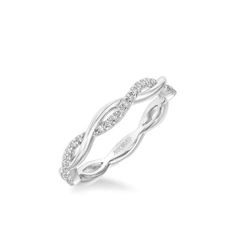 Stackable Band With Half Diamond Half Polished Open Twist Louis