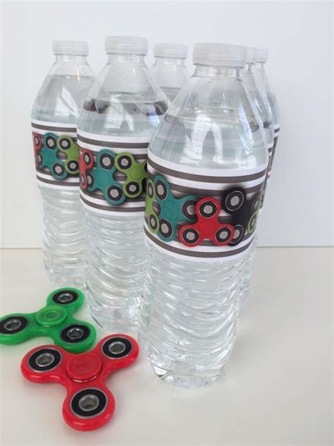 Fidget Spinner Water Bottle Label H20 Games Printable Birthday