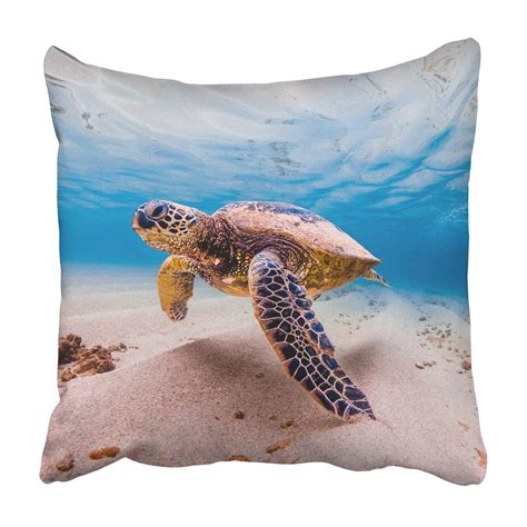 Artjia Hawaiian Green Sea Turtle Pillowcase Throw Pillow Cover Case