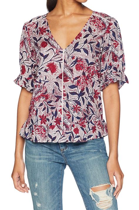Lucky Brand Tops Blouses Womens Large Floral Print V Neck Knit Top