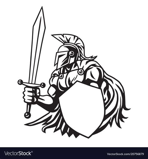 Spartan Warrior Drawing Royalty Free Vector Image