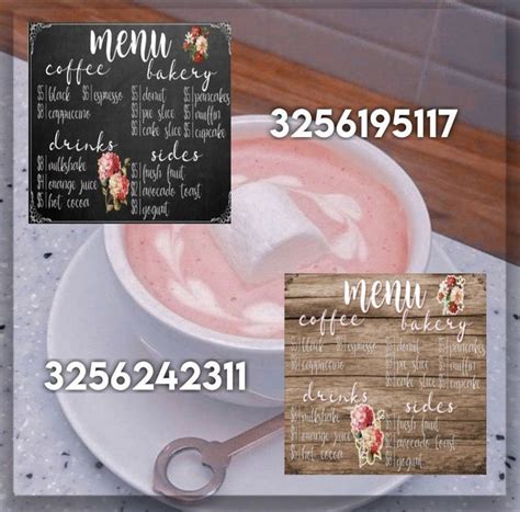 Bloxburg Cafe Menu Code